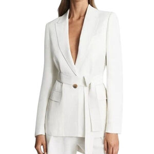 NWT Reiss White Belted Bea Blazer 12